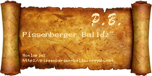 Pissenberger Balló névjegykártya